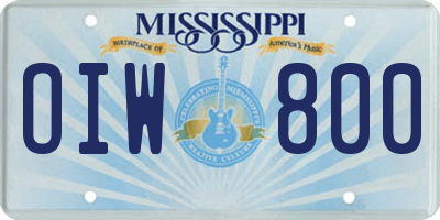 MS license plate OIW800