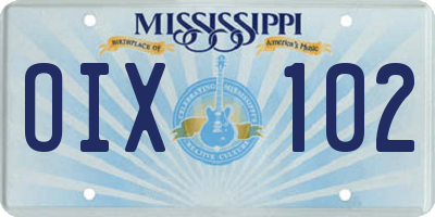 MS license plate OIX102