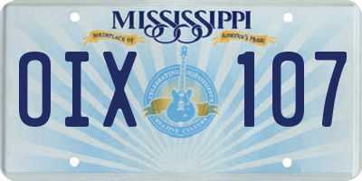 MS license plate OIX107