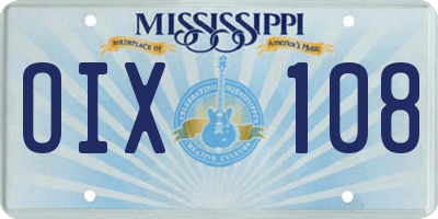 MS license plate OIX108