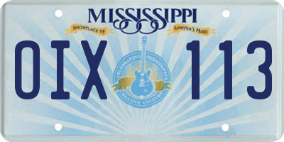 MS license plate OIX113