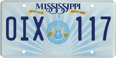 MS license plate OIX117