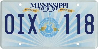 MS license plate OIX118