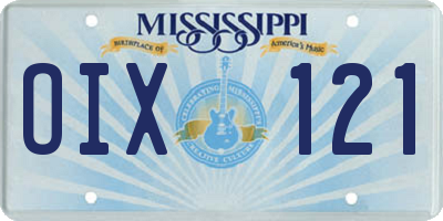 MS license plate OIX121