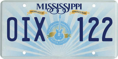 MS license plate OIX122