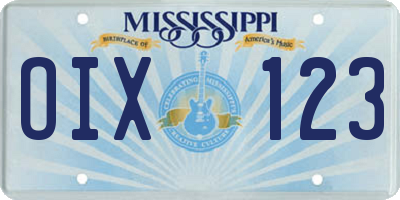 MS license plate OIX123