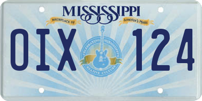 MS license plate OIX124