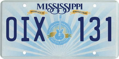 MS license plate OIX131