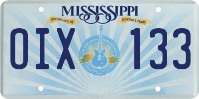 MS license plate OIX133