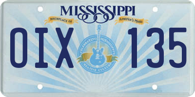 MS license plate OIX135