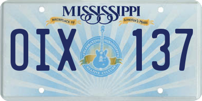 MS license plate OIX137