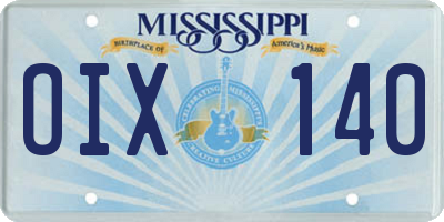 MS license plate OIX140