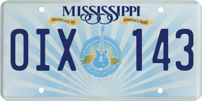 MS license plate OIX143