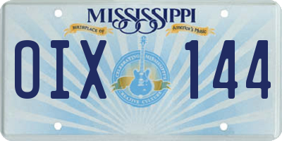 MS license plate OIX144