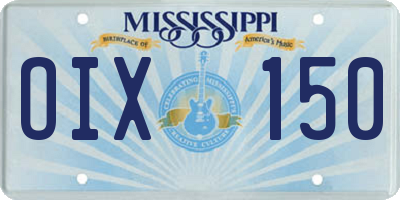 MS license plate OIX150