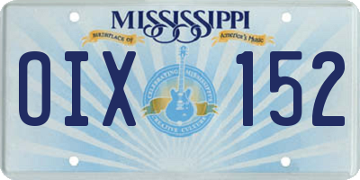 MS license plate OIX152