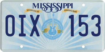 MS license plate OIX153