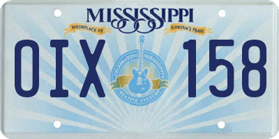 MS license plate OIX158