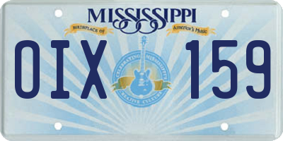 MS license plate OIX159
