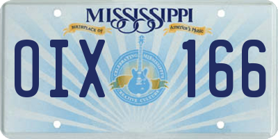 MS license plate OIX166
