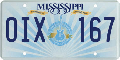 MS license plate OIX167