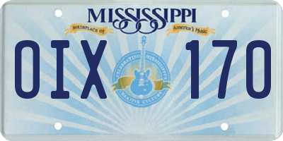 MS license plate OIX170