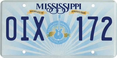 MS license plate OIX172