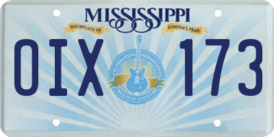 MS license plate OIX173