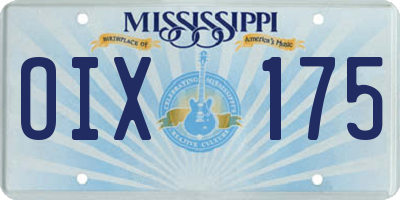 MS license plate OIX175
