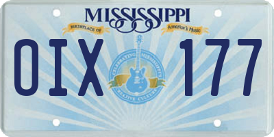 MS license plate OIX177