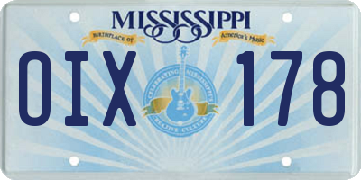 MS license plate OIX178