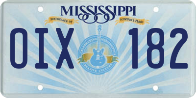 MS license plate OIX182