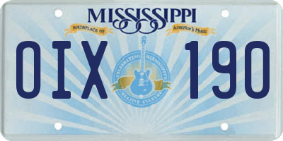 MS license plate OIX190