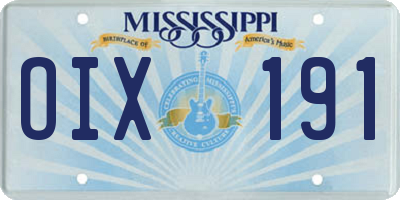 MS license plate OIX191