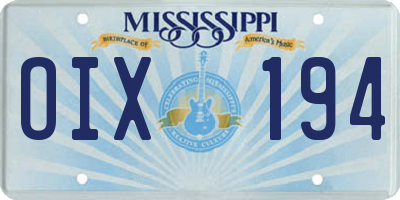MS license plate OIX194