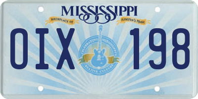 MS license plate OIX198