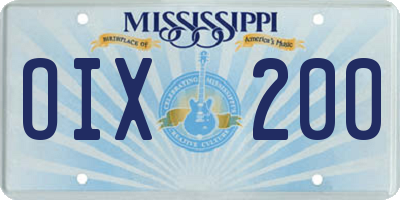 MS license plate OIX200