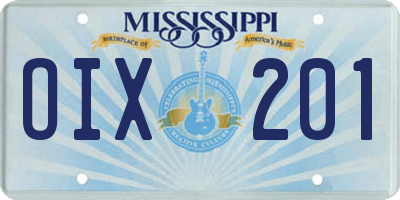 MS license plate OIX201