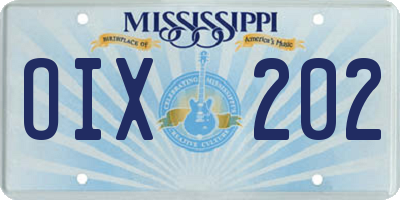 MS license plate OIX202