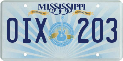 MS license plate OIX203
