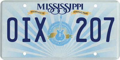 MS license plate OIX207