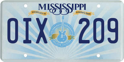 MS license plate OIX209