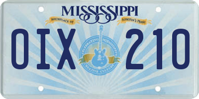 MS license plate OIX210