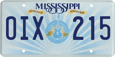 MS license plate OIX215