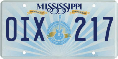 MS license plate OIX217