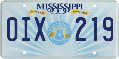 MS license plate OIX219