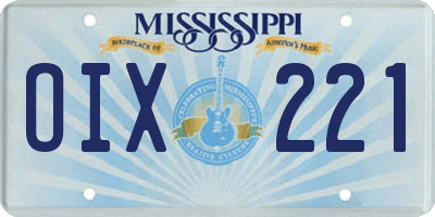 MS license plate OIX221