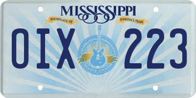 MS license plate OIX223
