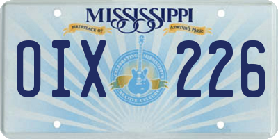 MS license plate OIX226