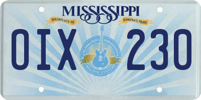 MS license plate OIX230